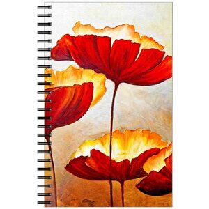 RED FLOWERS Print Notebook Journal 5x8 inches NWT